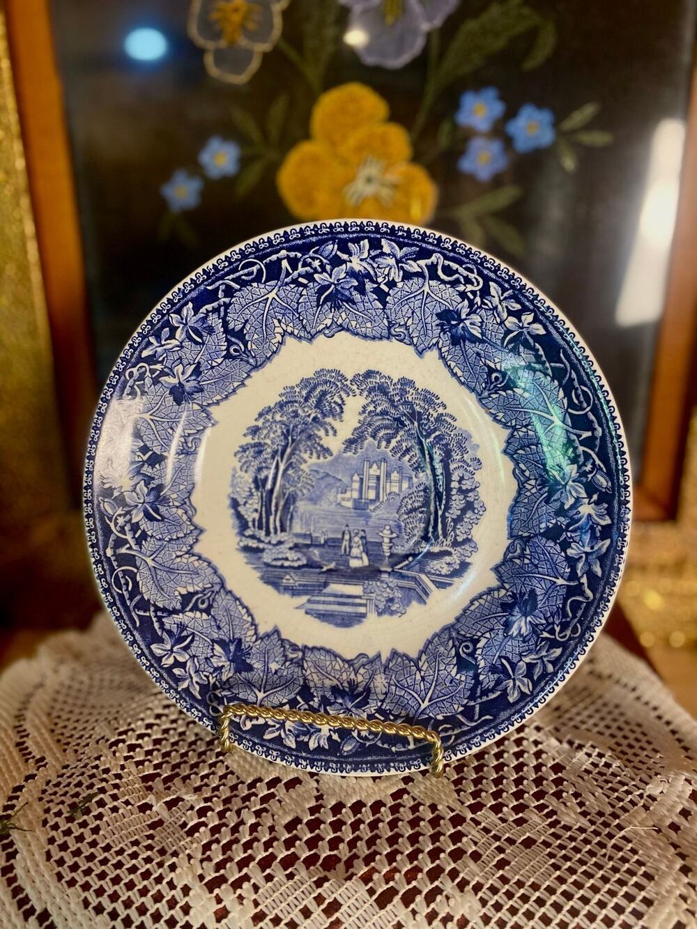 Antique Mason’s Vista Blue & White Transferware Plate 7.5”